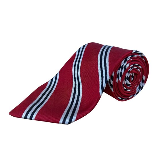 Brooks Brothers Mens Red Striped Silk Tie 59” Handmade Classic Pattern Accessory - Picture 1 of 7